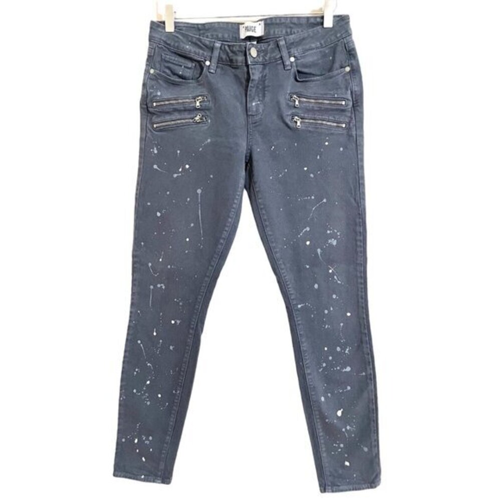 Paige Denim Edgemont Mid Rise Ultra Skinny Matisse Paint Splatter Jeans SZ 31